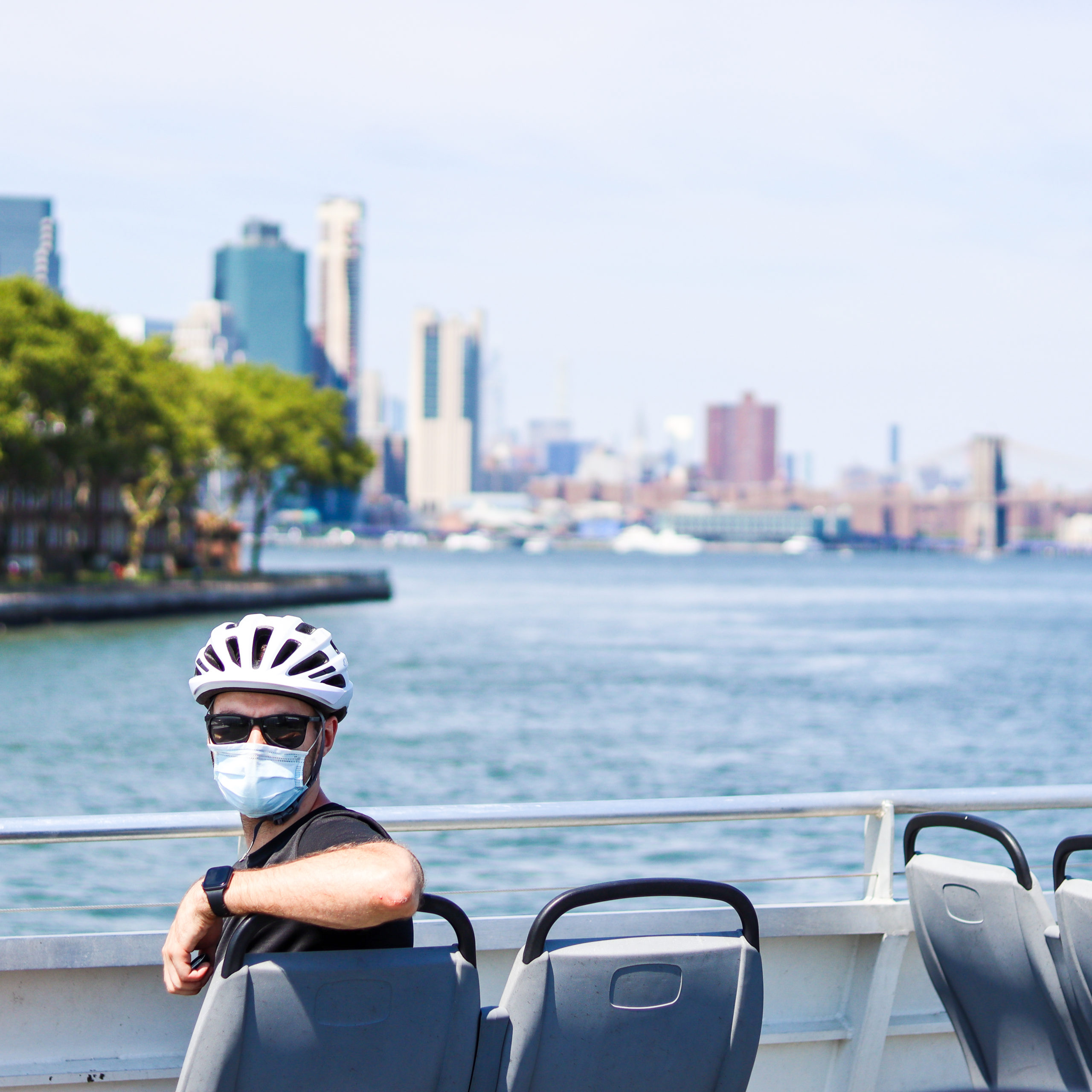 Man on Governors Island ferry 