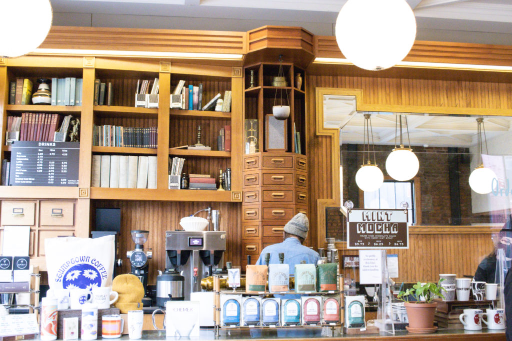 Coffee bar at Stumpton Roasters, one of NYC Coffee Shops .