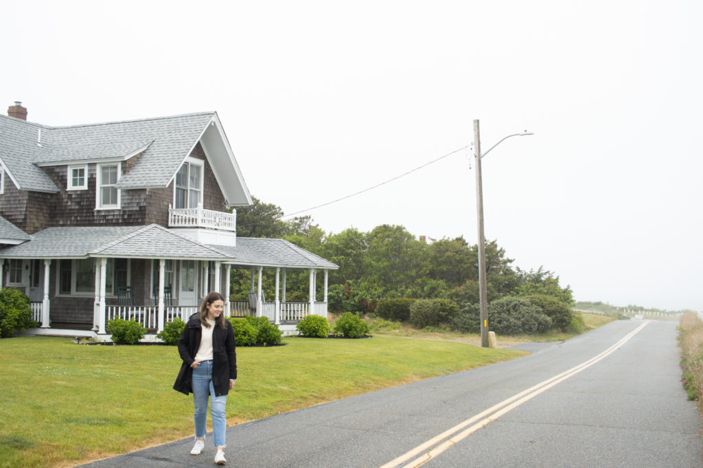 Woman walking along a trail in Martha's Vineyard