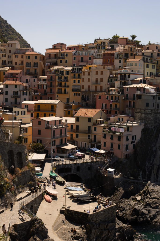 Scenic view of Riomaggiore in Cinque Terre Italy 