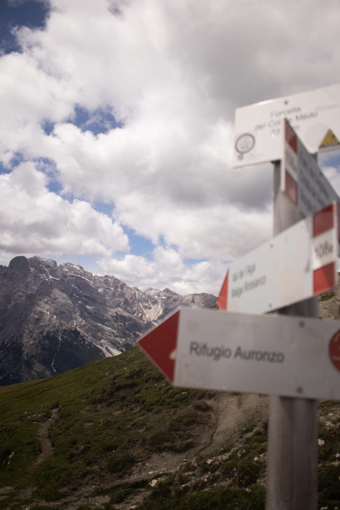 A direction sign found when hiking in the Dolomites