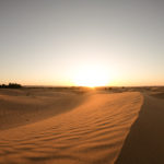Sunset over a dune at the Sahara Desert Morocco