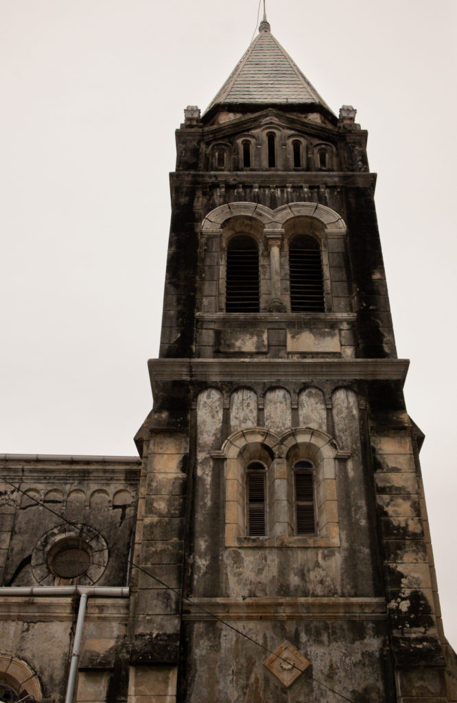 A view of an old church bell tower in Town, Zanzibar.